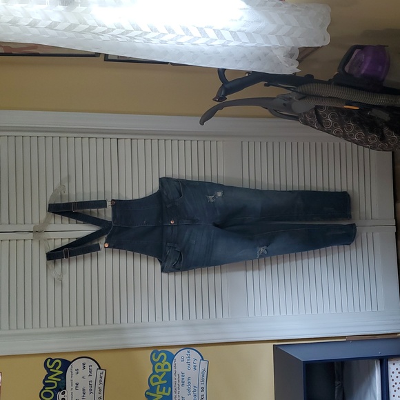 Denim Overalls W/ Rose Gold Hardware. - Picture 2 of 9